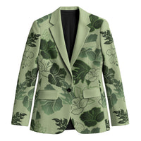 Vesuvian Green Aloha Hawaii Hibiscus Orchid Seamless Blazer