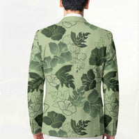 Vesuvian Green Aloha Hawaii Hibiscus Orchid Seamless Blazer
