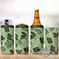 Vesuvian Green Aloha Hawaii Hibiscus Orchid Seamless 4 in 1 Can Cooler Tumbler