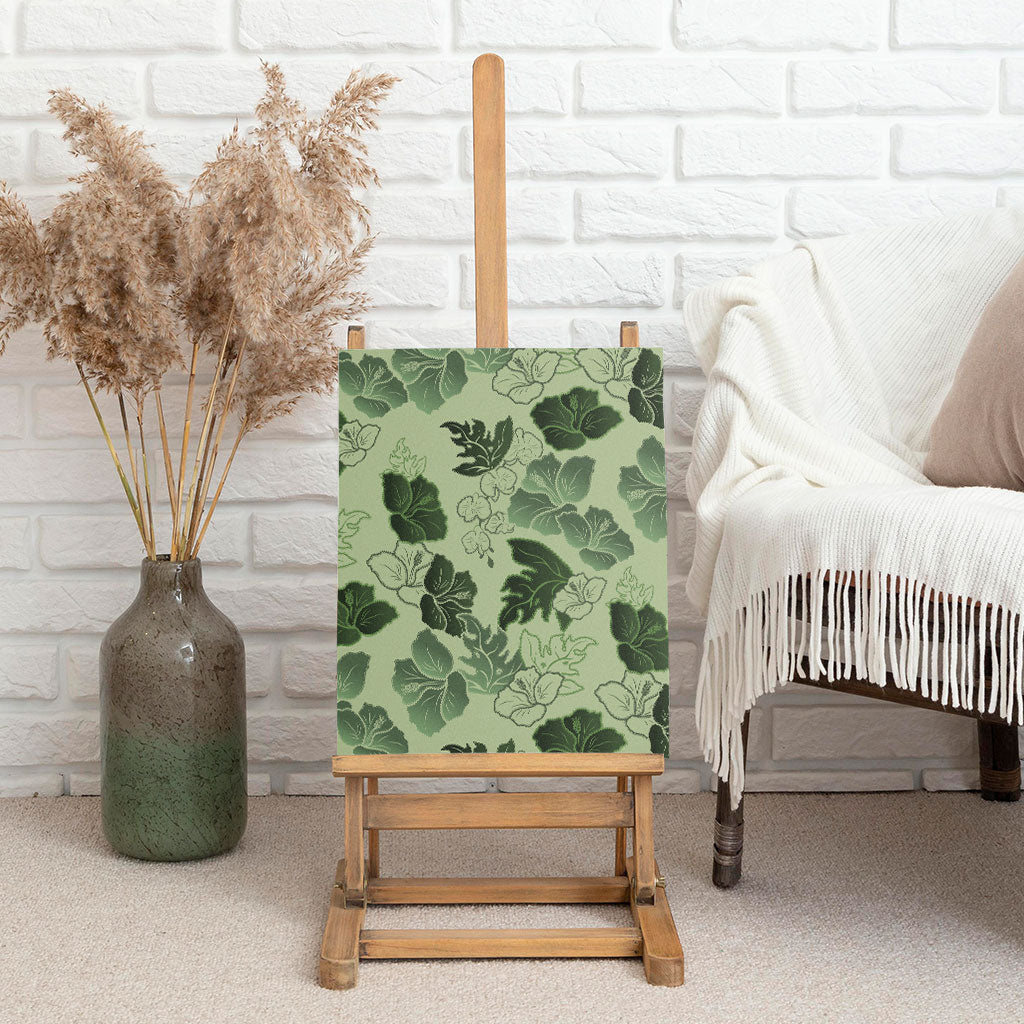 Vesuvian Green Aloha Hawaii Hibiscus Orchid Seamless Canvas Wall Art