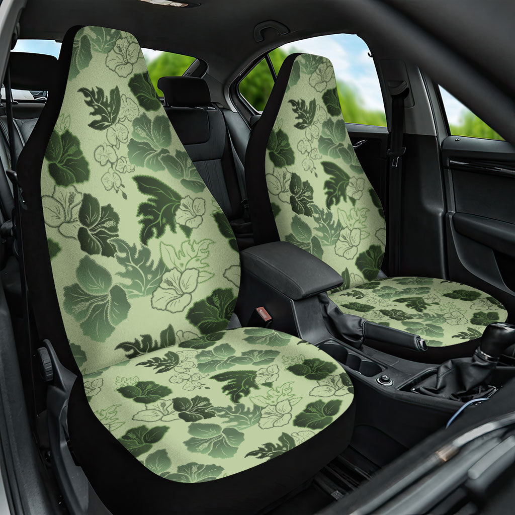 Vesuvian Green Aloha Hawaii Hibiscus Orchid Seamless Car Seat Cover