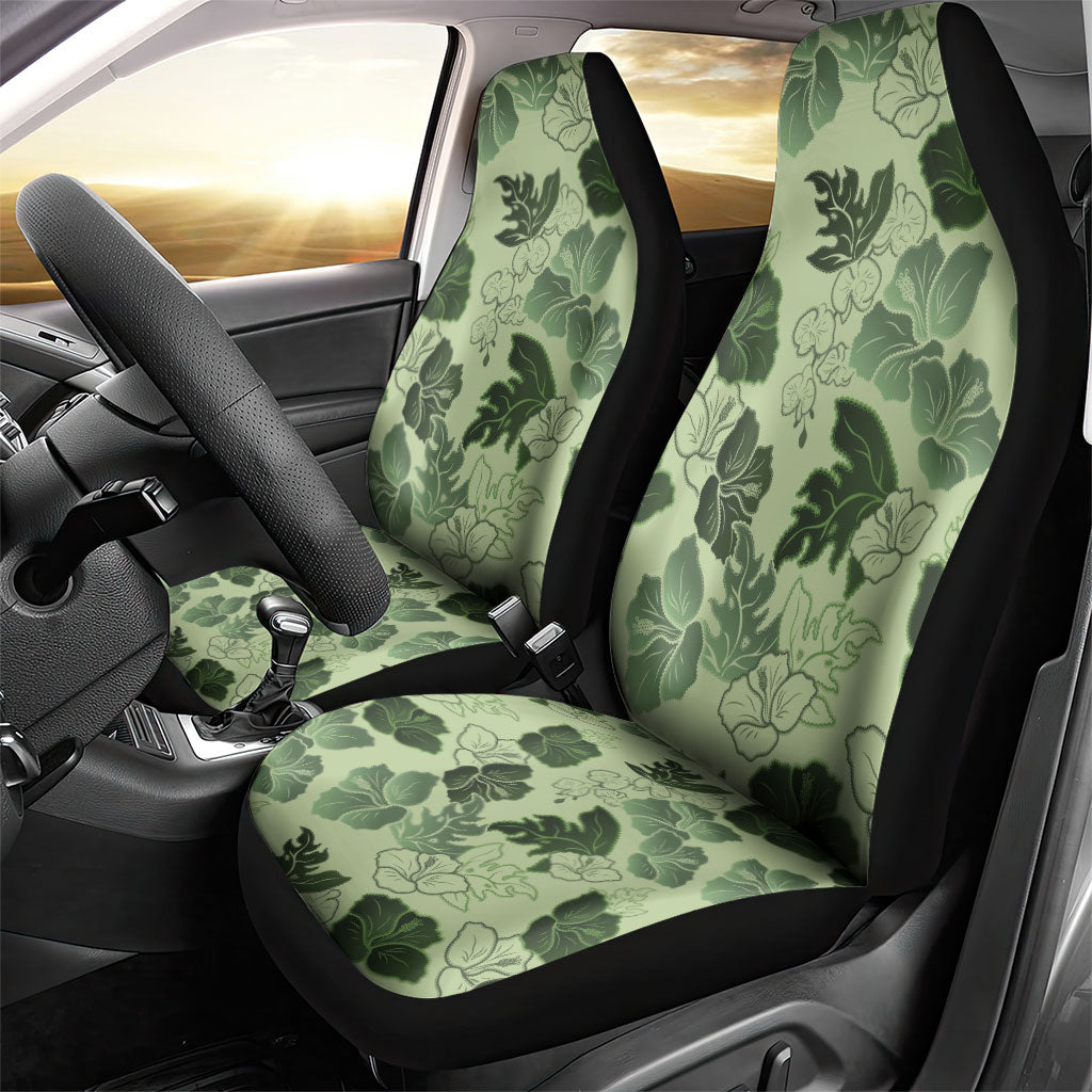 Vesuvian Green Aloha Hawaii Hibiscus Orchid Seamless Car Seat Cover