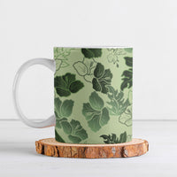 Vesuvian Green Aloha Hawaii Hibiscus Orchid Seamless Ceramic Mug