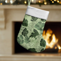 Vesuvian Green Aloha Hawaii Hibiscus Orchid Seamless Christmas Stocking
