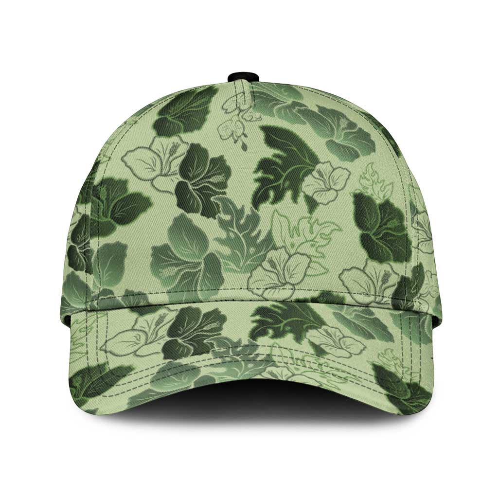 Vesuvian Green Aloha Hawaii Hibiscus Orchid Seamless Classic Cap