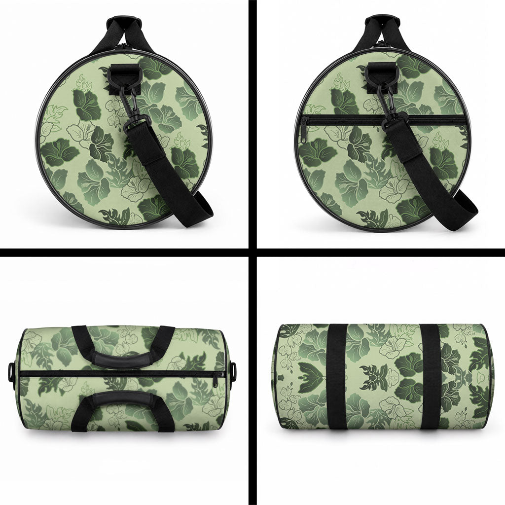 Vesuvian Green Aloha Hawaii Hibiscus Orchid Seamless Duffle Bag