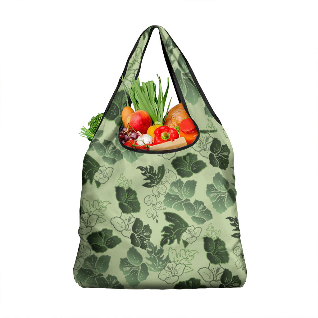 Vesuvian Green Aloha Hawaii Hibiscus Orchid Seamless Grocery Bag