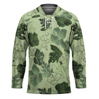 Vesuvian Green Aloha Hawaii Hibiscus Orchid Seamless Hockey Jersey