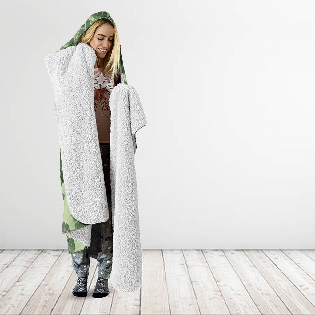 Vesuvian Green Aloha Hawaii Hibiscus Orchid Seamless Hooded Blanket
