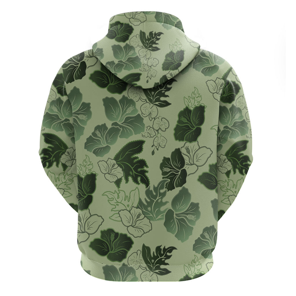 Vesuvian Green Aloha Hawaii Hibiscus Orchid Seamless Hoodie