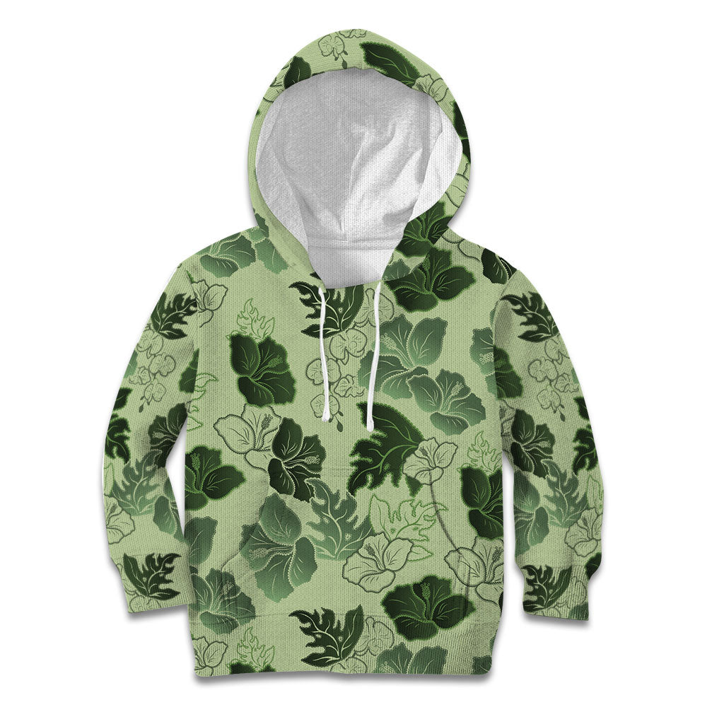 Vesuvian Green Aloha Hawaii Hibiscus Orchid Seamless Kid Hoodie