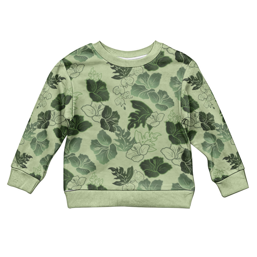 Vesuvian Green Aloha Hawaii Hibiscus Orchid Seamless Kid Ugly Christmas Sweater