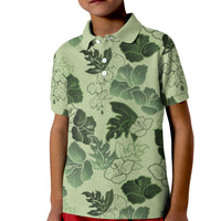 Vesuvian Green Aloha Hawaii Hibiscus Orchid Seamless Kid Polo Shirt