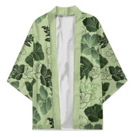 Vesuvian Green Aloha Hawaii Hibiscus Orchid Seamless Kimono