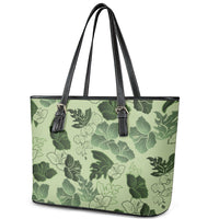 Vesuvian Green Aloha Hawaii Hibiscus Orchid Seamless Leather Tote Bag