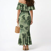 Vesuvian Green Aloha Hawaii Hibiscus Orchid Seamless Mermaid Dress
