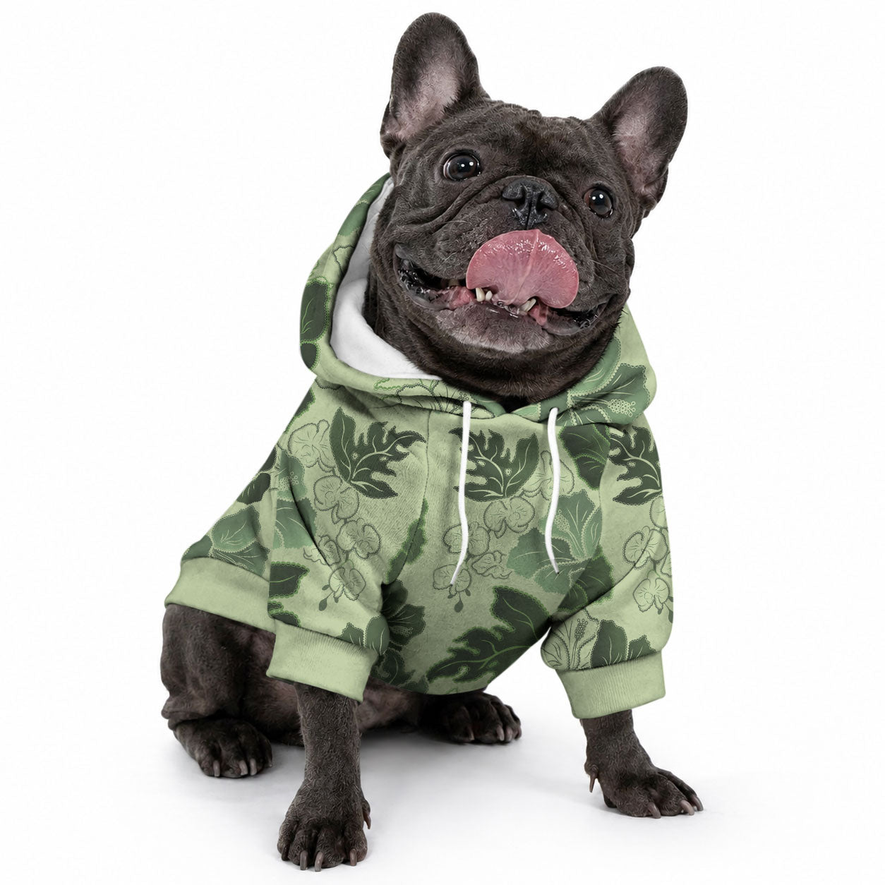 Vesuvian Green Aloha Hawaii Hibiscus Orchid Seamless Pet Hoodie