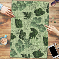 Vesuvian Green Aloha Hawaii Hibiscus Orchid Seamless Puzzle