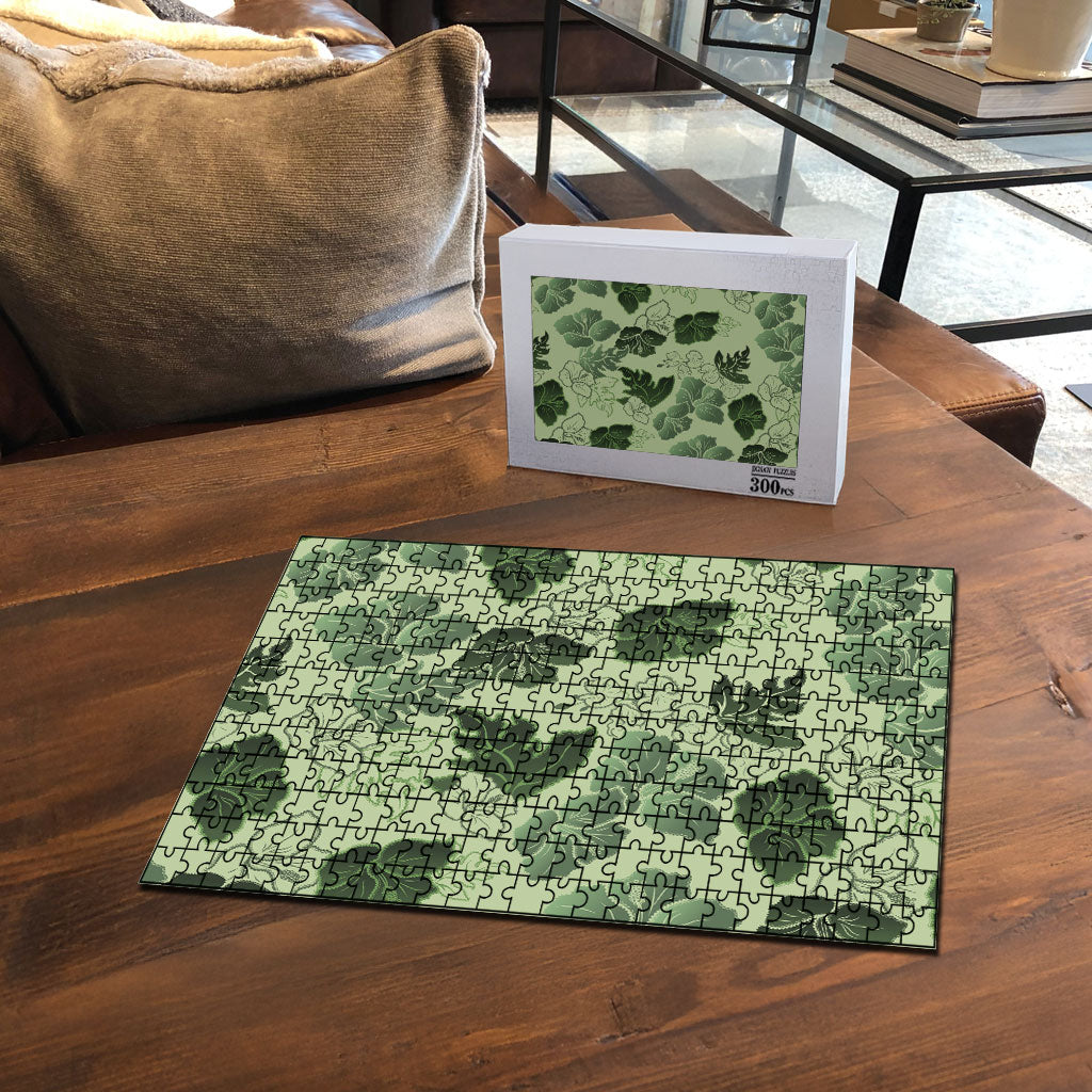 Vesuvian Green Aloha Hawaii Hibiscus Orchid Seamless Puzzle