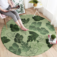 Vesuvian Green Aloha Hawaii Hibiscus Orchid Seamless Round Carpet