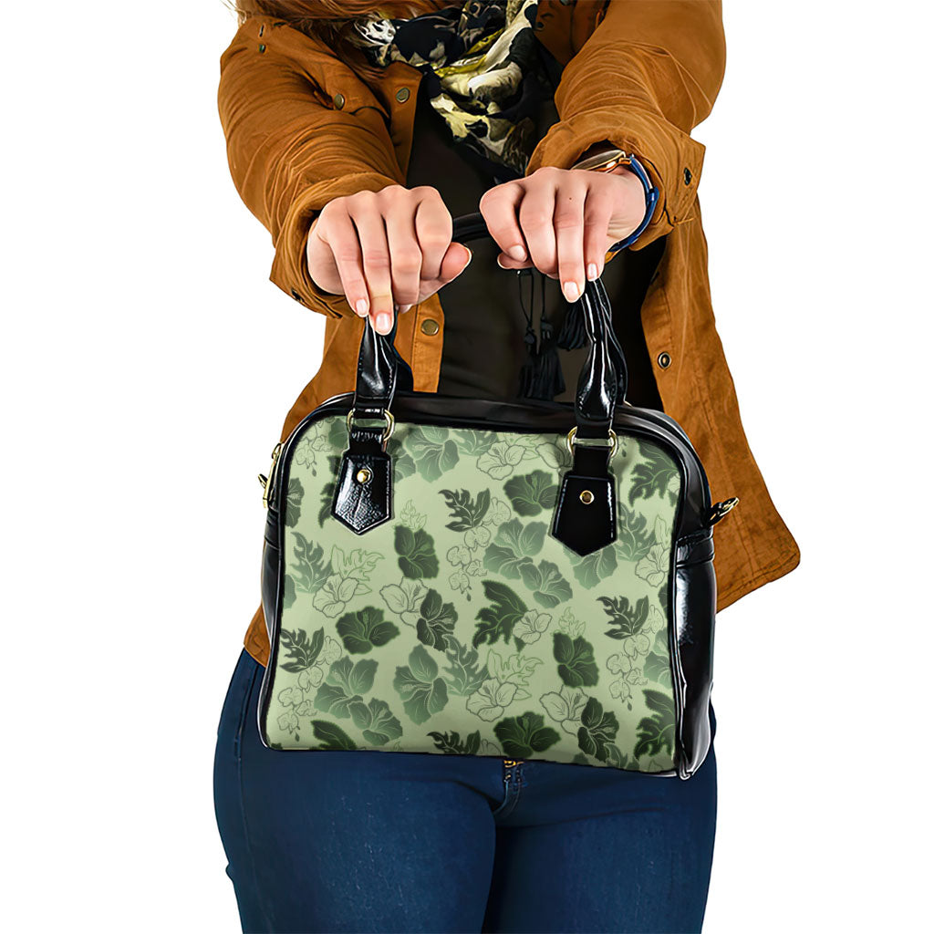 Vesuvian Green Aloha Hawaii Hibiscus Orchid Seamless Shoulder Handbag