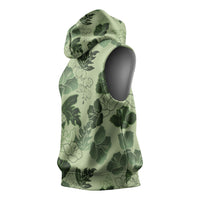 Vesuvian Green Aloha Hawaii Hibiscus Orchid Seamless Sleeveless Hoodie