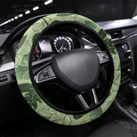 Vesuvian Green Aloha Hawaii Hibiscus Orchid Seamless Steering Wheel Cover