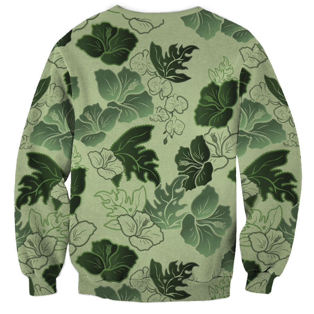 Vesuvian Green Aloha Hawaii Hibiscus Orchid Seamless Sweatshirt