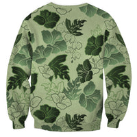 Vesuvian Green Aloha Hawaii Hibiscus Orchid Seamless Sweatshirt