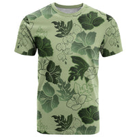 Vesuvian Green Aloha Hawaii Hibiscus Orchid Seamless T Shirt