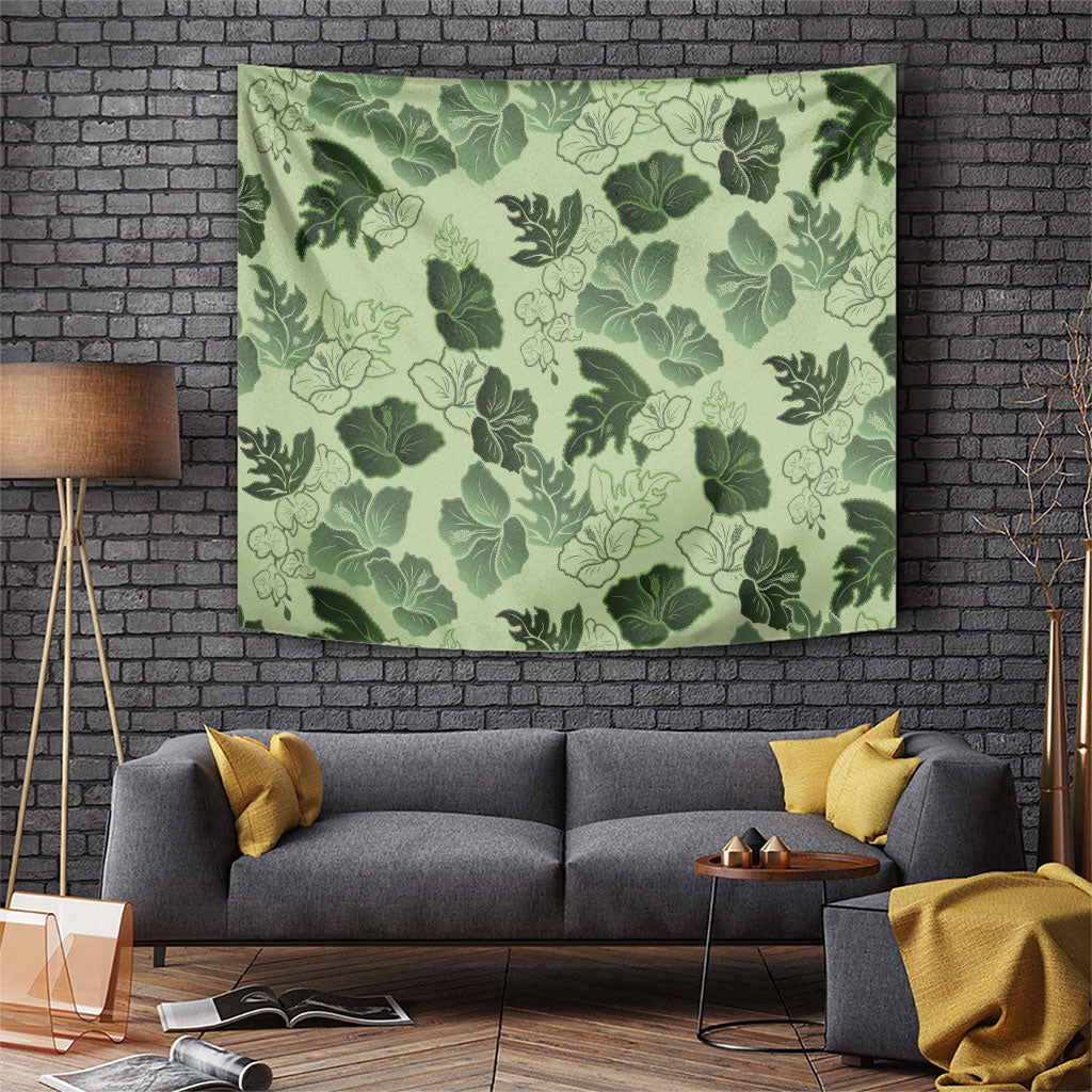 Vesuvian Green Aloha Hawaii Hibiscus Orchid Seamless Tapestry