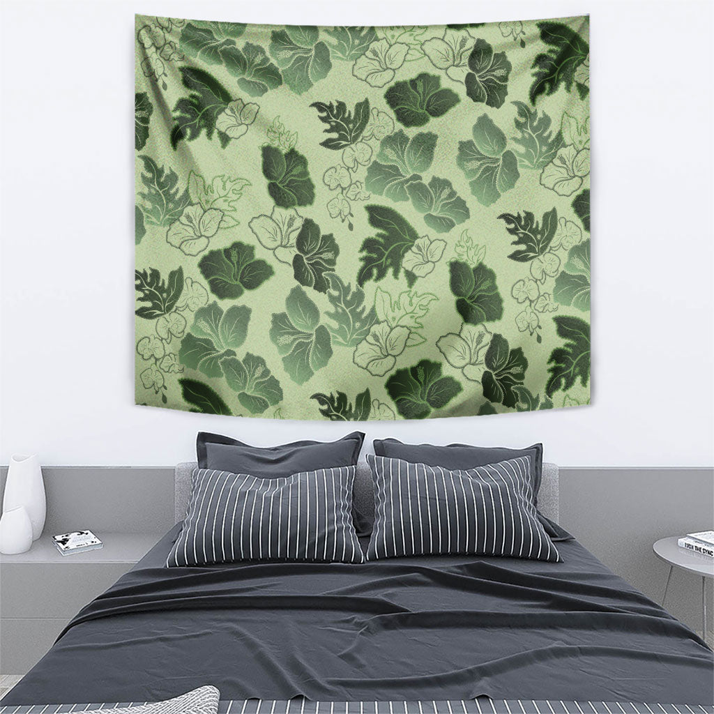 Vesuvian Green Aloha Hawaii Hibiscus Orchid Seamless Tapestry