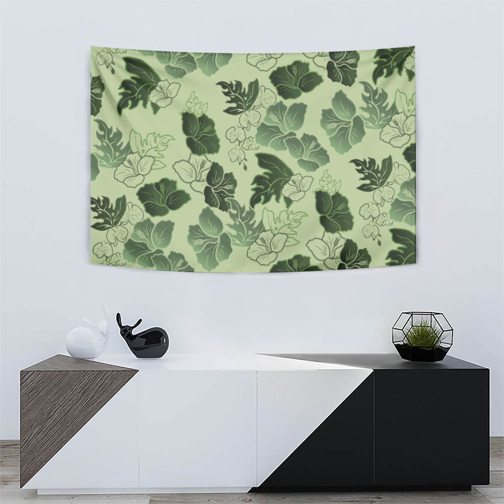Vesuvian Green Aloha Hawaii Hibiscus Orchid Seamless Tapestry