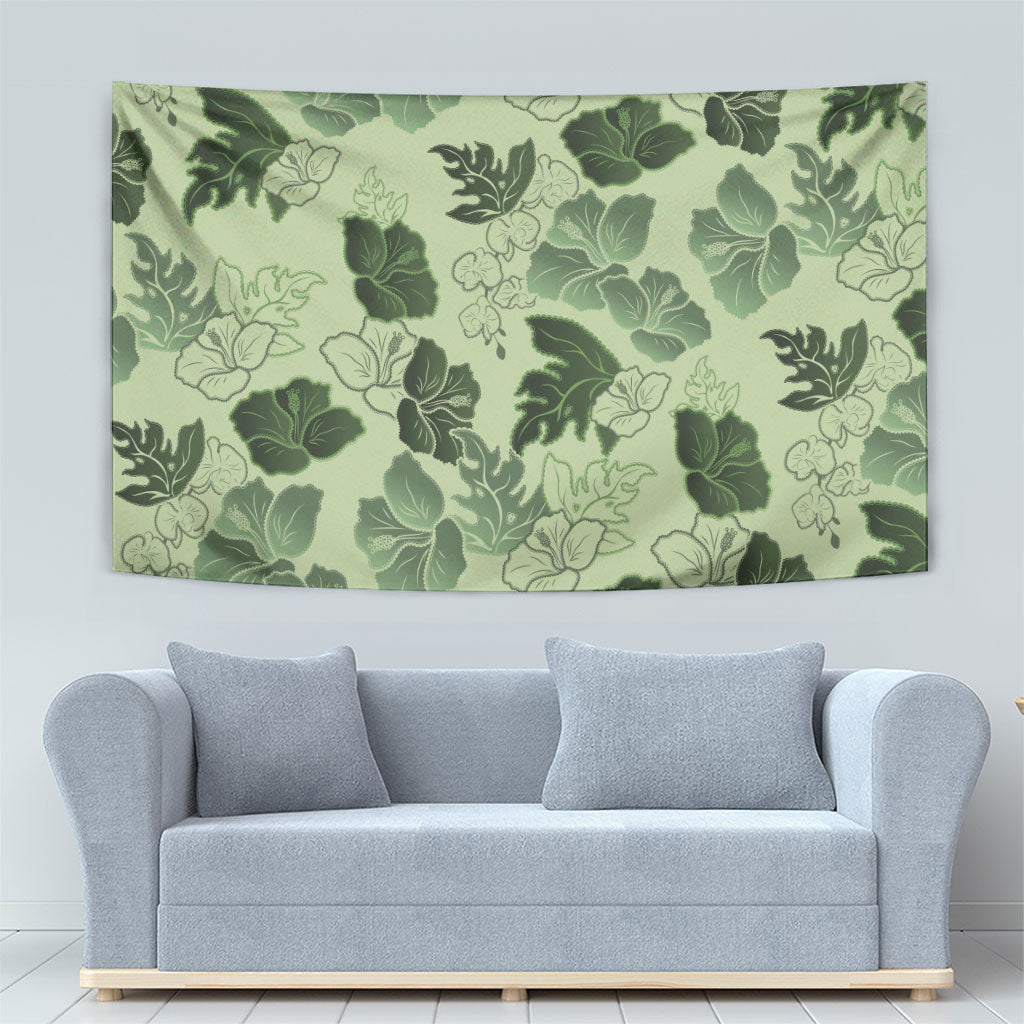 Vesuvian Green Aloha Hawaii Hibiscus Orchid Seamless Tapestry