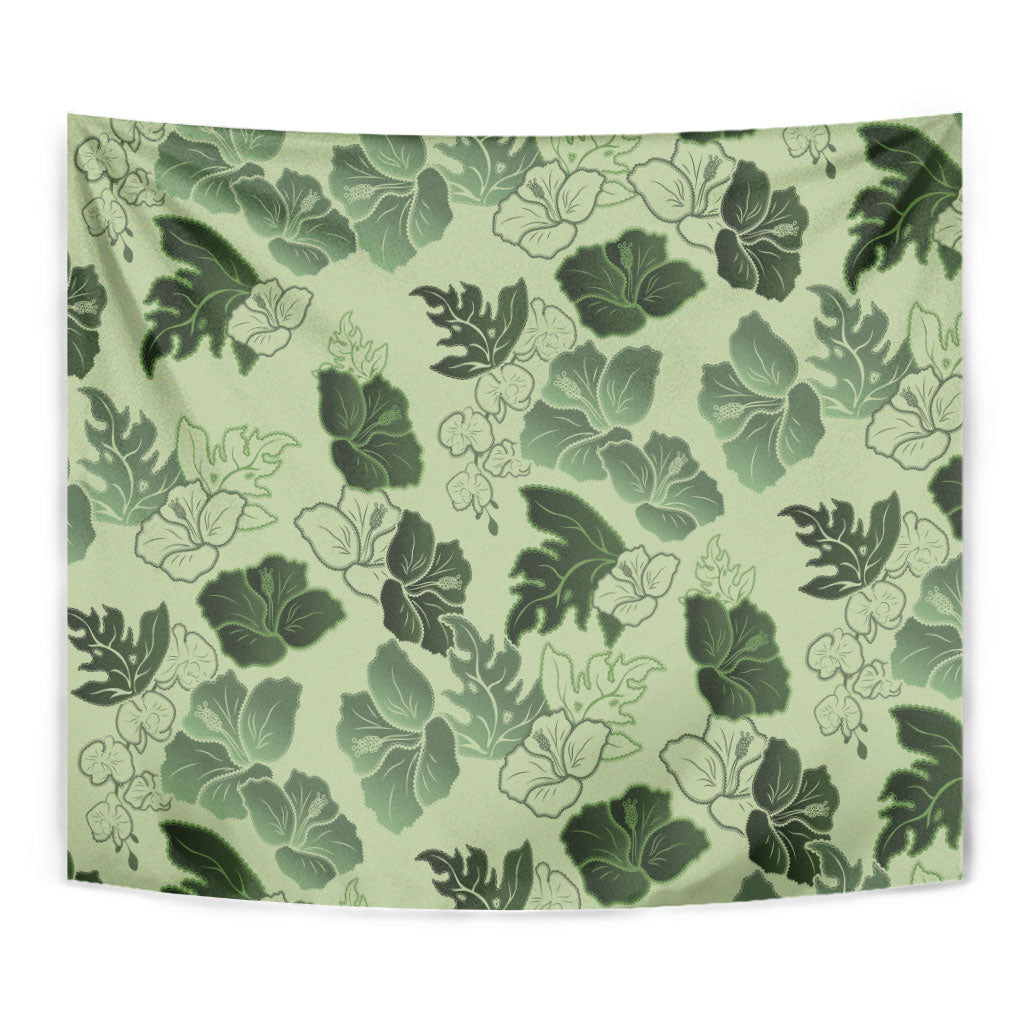 Vesuvian Green Aloha Hawaii Hibiscus Orchid Seamless Tapestry