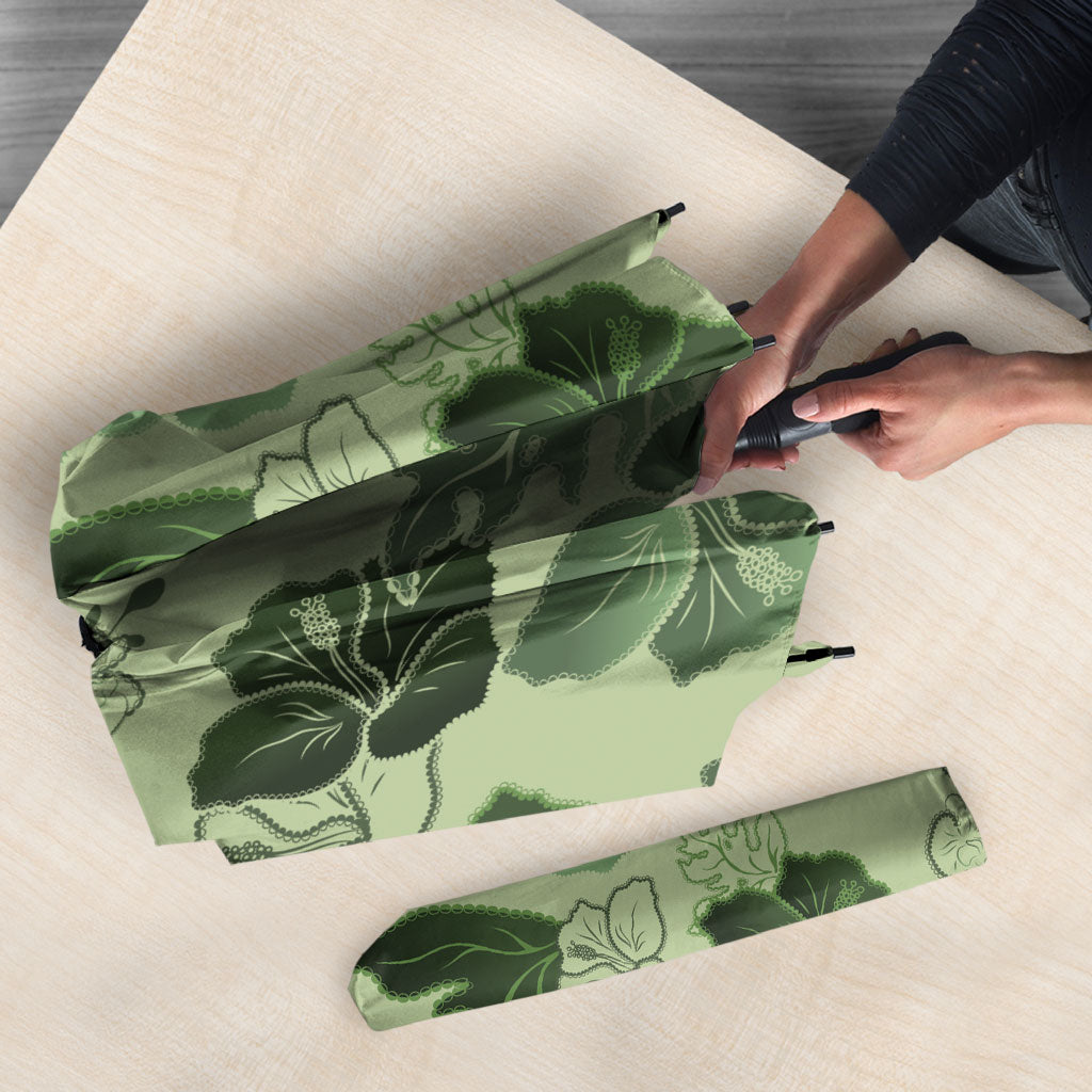 Vesuvian Green Aloha Hawaii Hibiscus Orchid Seamless Umbrella