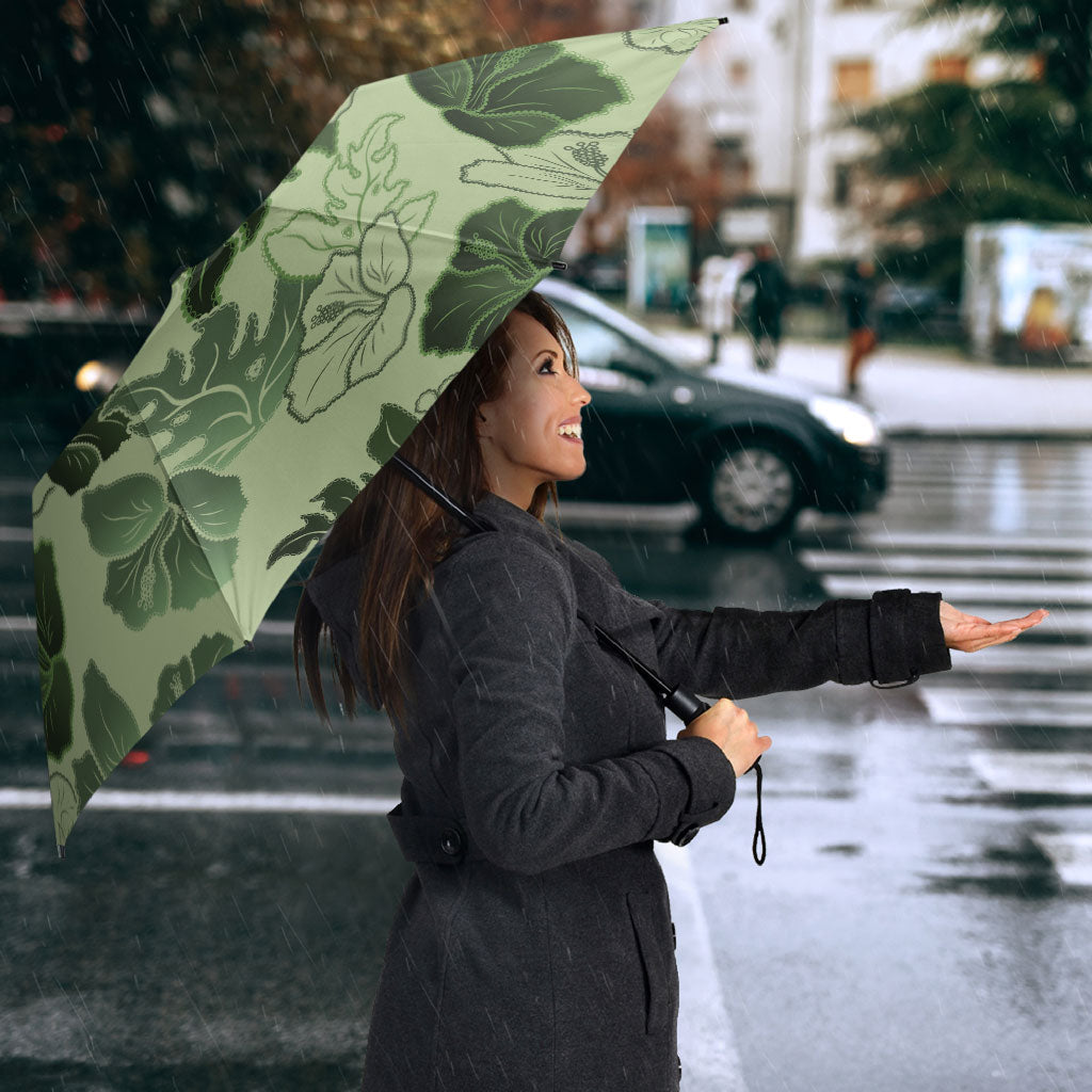 Vesuvian Green Aloha Hawaii Hibiscus Orchid Seamless Umbrella