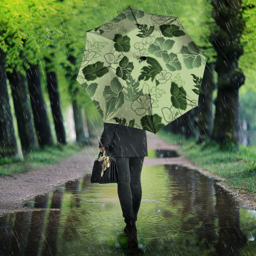 Vesuvian Green Aloha Hawaii Hibiscus Orchid Seamless Umbrella