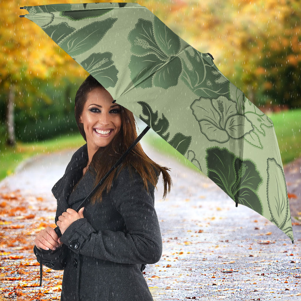 Vesuvian Green Aloha Hawaii Hibiscus Orchid Seamless Umbrella