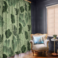Vesuvian Green Aloha Hawaii Hibiscus Orchid Seamless Window Curtain