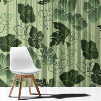 Vesuvian Green Aloha Hawaii Hibiscus Orchid Seamless Window Curtain