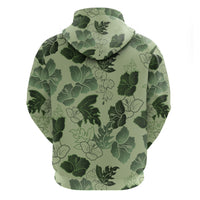 Vesuvian Green Aloha Hawaii Hibiscus Orchid Seamless Zip Hoodie