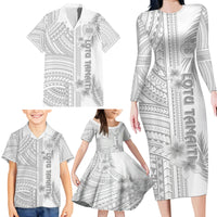 Samoa White Sunday Family Matching Long Sleeve Bodycon Dress and Hawaiian Shirt Manuia le Aso Sa o Tamaiti Polynesian Plumeria LT14 - Polynesian Pride