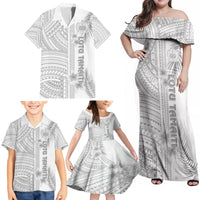 Samoa White Sunday Family Matching Off Shoulder Maxi Dress and Hawaiian Shirt Manuia le Aso Sa o Tamaiti Polynesian Plumeria LT14 - Polynesian Pride