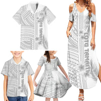 Samoa White Sunday Family Matching Summer Maxi Dress and Hawaiian Shirt Manuia le Aso Sa o Tamaiti Polynesian Plumeria LT14 - Polynesian Pride