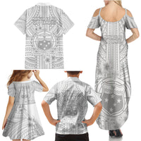 Samoa White Sunday Family Matching Summer Maxi Dress and Hawaiian Shirt Manuia le Aso Sa o Tamaiti Polynesian Plumeria LT14 - Polynesian Pride