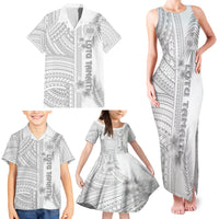 Samoa White Sunday Family Matching Tank Maxi Dress and Hawaiian Shirt Manuia le Aso Sa o Tamaiti Polynesian Plumeria LT14 - Polynesian Pride