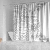 Samoa White Sunday Shower Curtain Manuia le Aso Sa o Tamaiti Polynesian Plumeria LT14 - Polynesian Pride