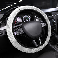 Samoa White Sunday Steering Wheel Cover Manuia le Aso Sa o Tamaiti Polynesian Plumeria LT14 Universal Fit White - Polynesian Pride
