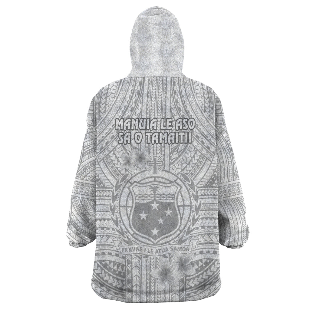 Samoa White Sunday Wearable Blanket Hoodie Manuia le Aso Sa o Tamaiti Polynesian Plumeria LT14 - Polynesian Pride